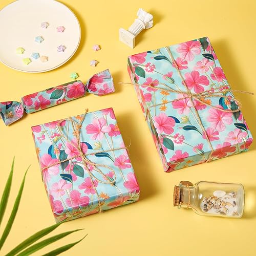 Miniatura 3 de 30 piezas de papel de seda floral rosa, estilo jazmín de invierno, envoltura de regalos, fiestas de cumpleaños, uso decorativo general