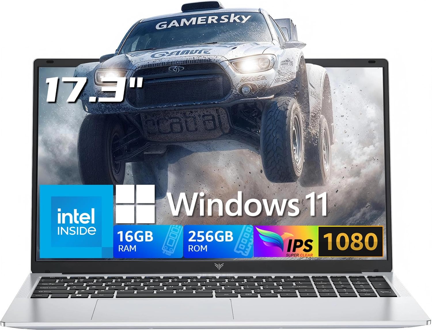 MALLRACE Laptop,17.3-Inch FHD Display Laptop Computer with Quad Core-12th Alder Lake N95(Beats N5095,Up to 3.4GHz), 16GB RAM 256GB ROM Traditional Laptop Computer,6000Mah Battery,Silver