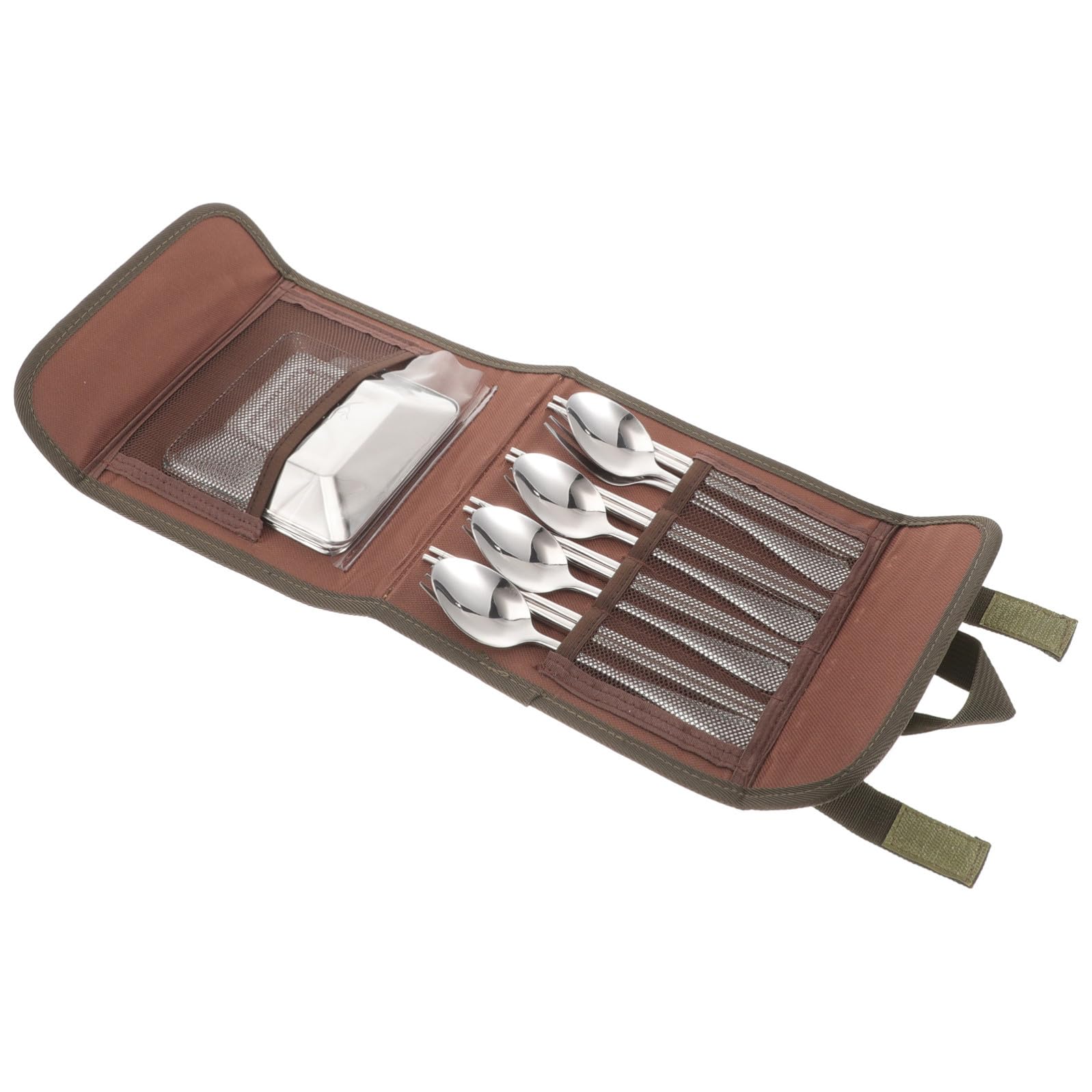 Picknickbesteck Campingbesteckset aus Edelstahl, Tragbar, Silber