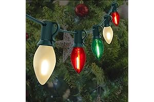 C7 LED Christmas Lights - Festive Red, Green, White Decor