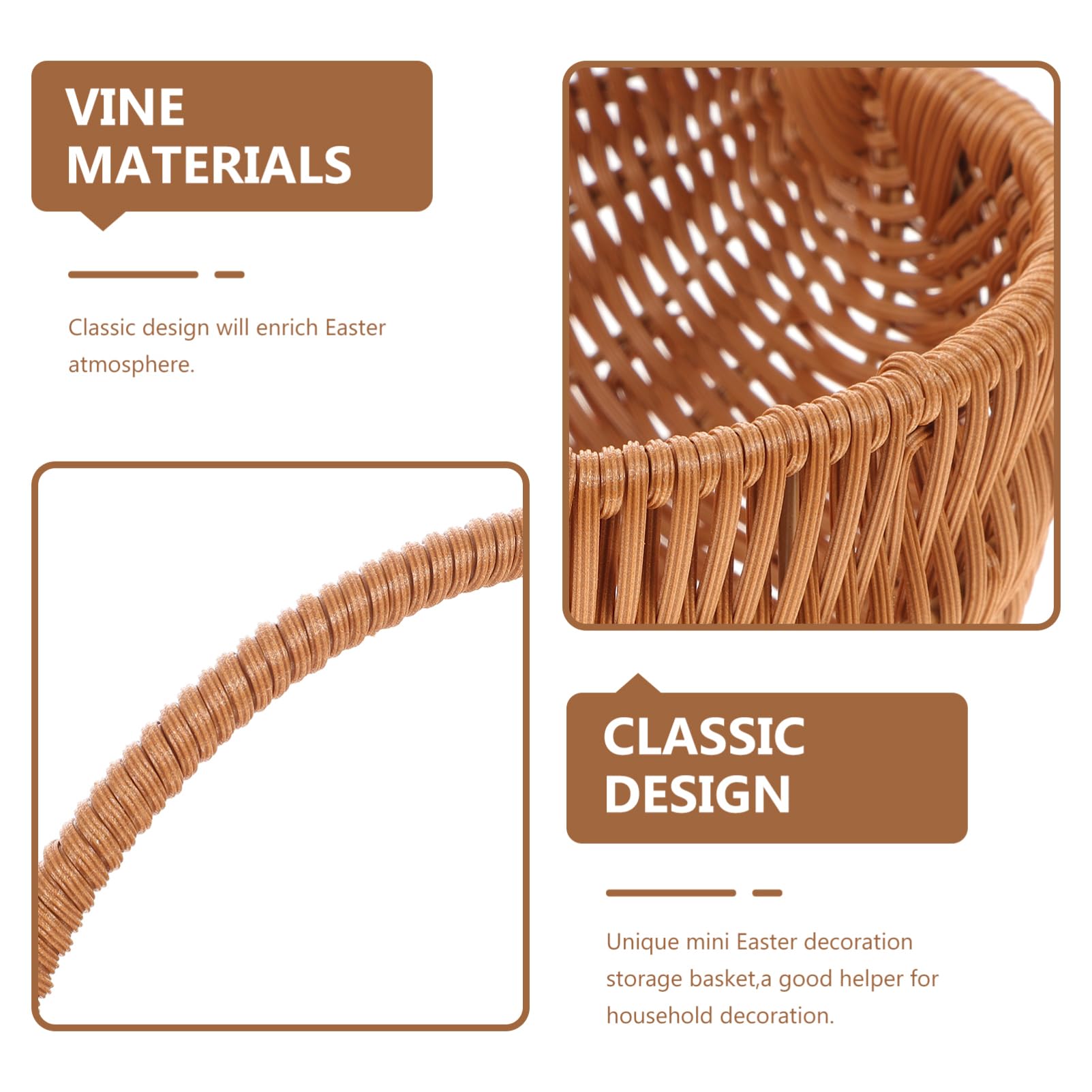 Unomor Rectangular Woven Easter Basket Mini Storage Holder with Handle for Boys and Girls Candy and Gathering for Home Party Decoration