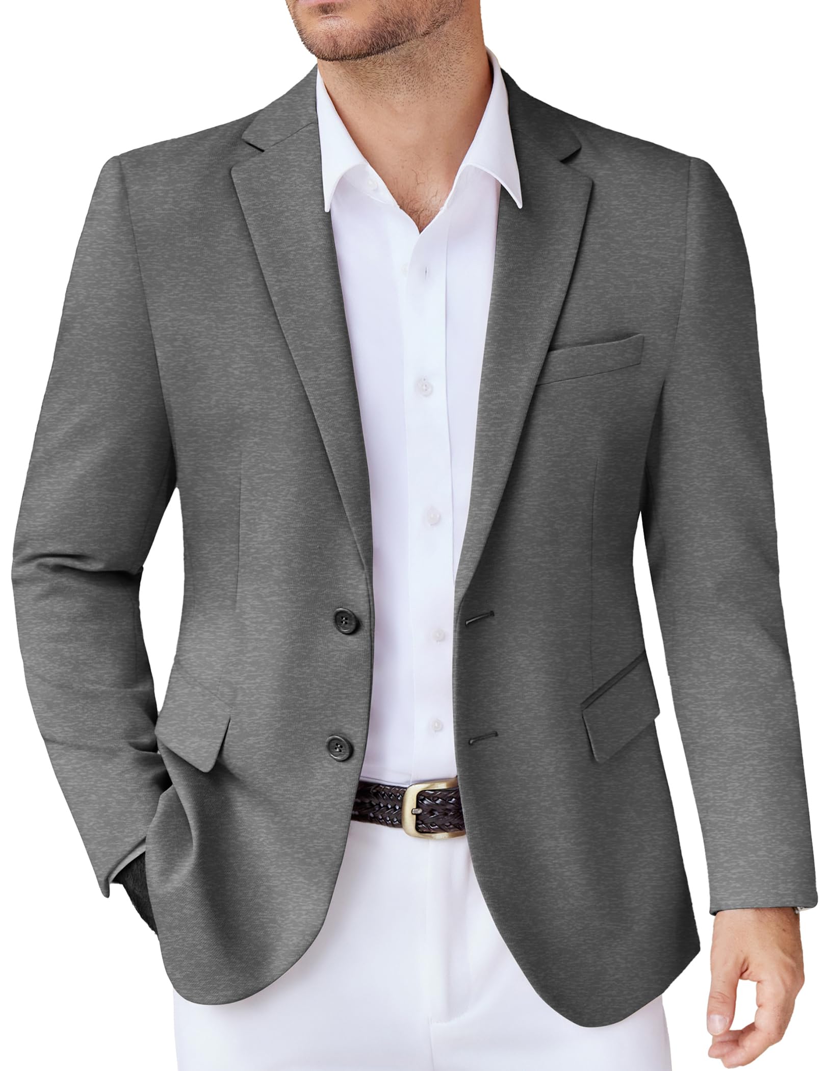 COOFANDY Men's Casual Knit Blazer Suit Jacket Stretch Sport Coats Regular Fit Dark Grey