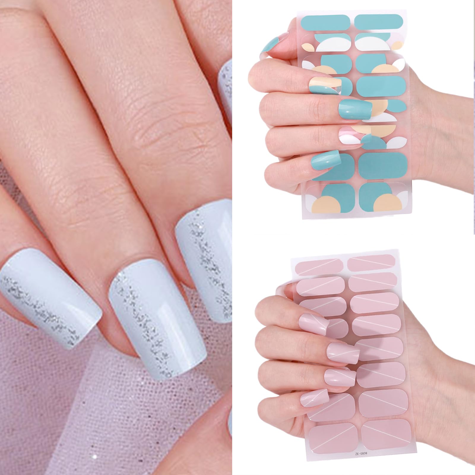French Tip Gels Nails Strips Nails Polish Wraps Glittering Gels Nails Sticker Manicures Supplies Nails Art Decoration