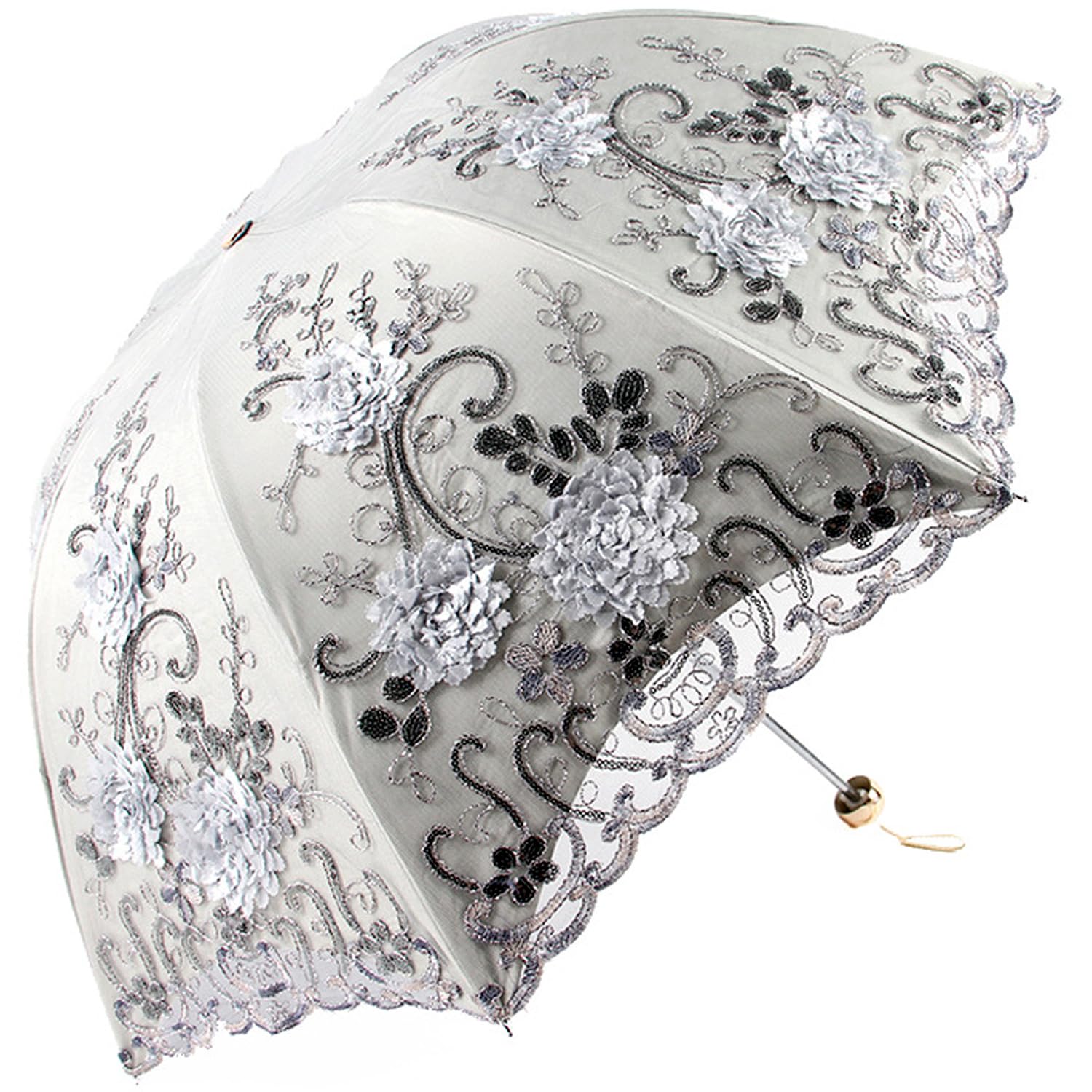 ShaqMars lace parasol umbrella Folding Anti-uv Sunshade Vintage Embroidered Sun Protection