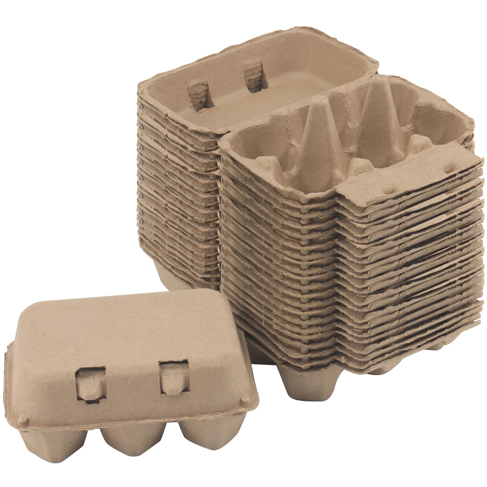 Lexinin Natural 30 Pcs Egg Boxes Cardboard For 6 Eggs, Half Dozen Paper Egg Cartons For Farm Home Storage