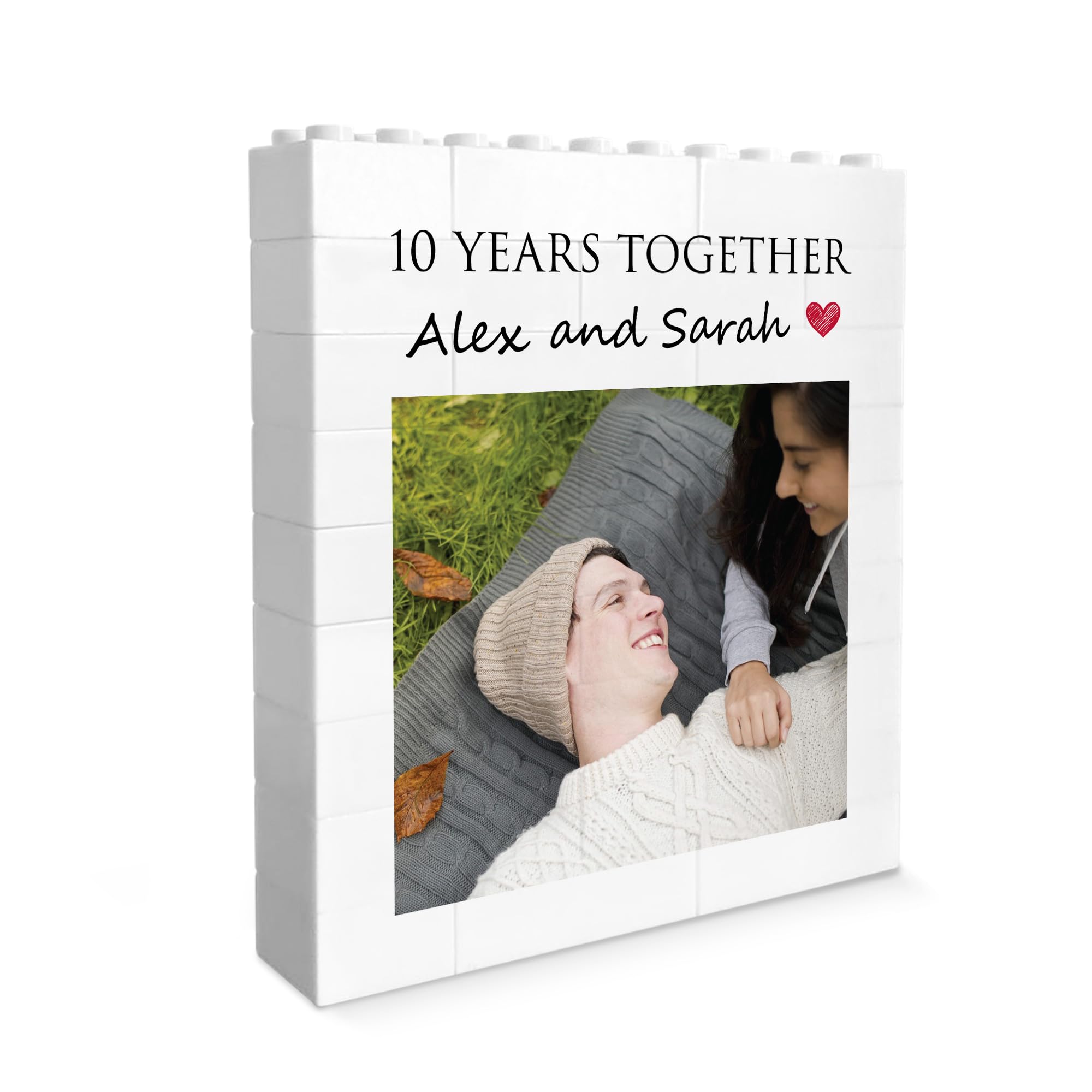 Red Ocean Personalised 10th Anniversary Photo Block, for Husband Wife, Building Blocks, Puzzle, For Her, Partner, Anniversary Partner, Present