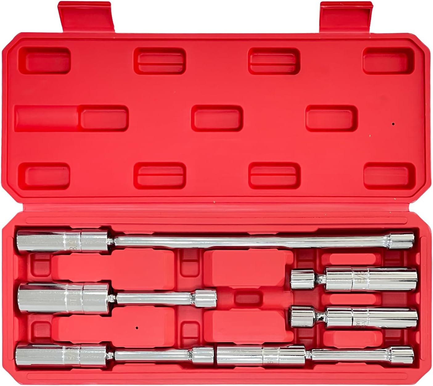 6PCS 3/8" Drive Magnetic Swivel Spark Plug Socket Set, Includes 9/16", 5/8", 13/16",14mm Socket, Thin Wall Spark Plug Sockets with 12 Point, CR-V