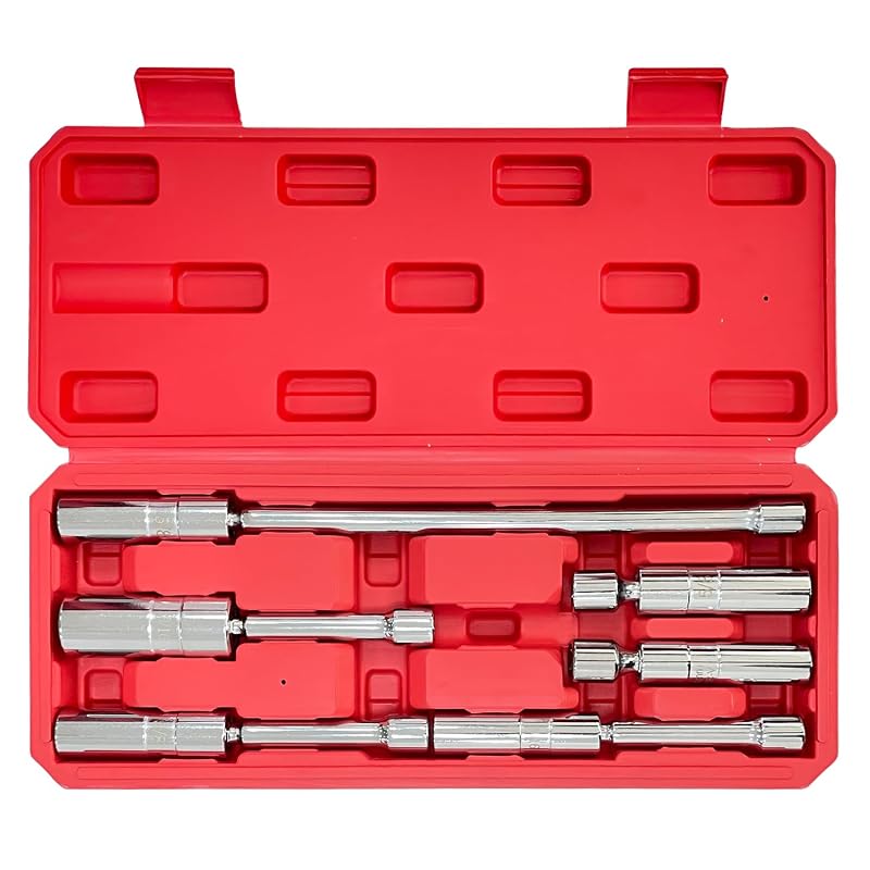Kit de Soquetes Magnéticos Articulados para Velas de Ignição, Encaixe de 9,5 mm (3/8 pol.), Aço Cromo-Vanádio, 6 Peças Socpuro SCP8106