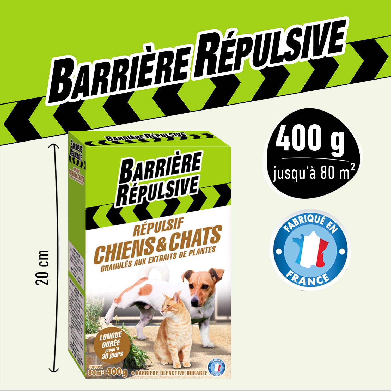 Répulsif Chiens et Chats Extérieur 80 m² 400 g