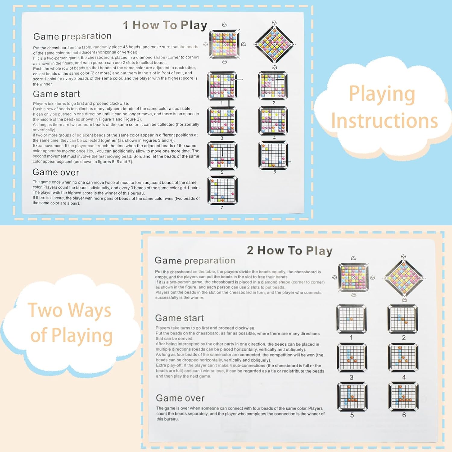 241PCS Marbles Intellectual Chessboard Dual Dual Strategy Board Game,Colored Marbles Fun Table Top Strategy Chess Board Game for Kids & Adults