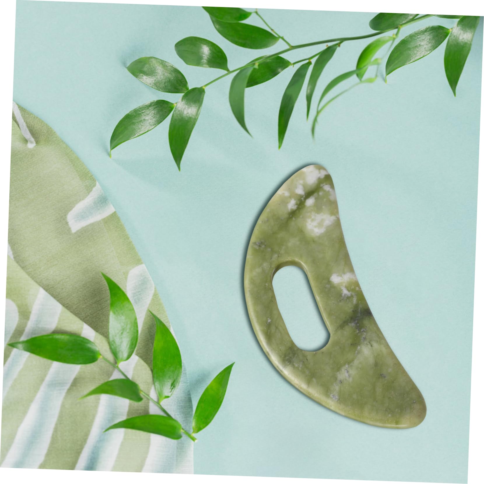 PACKOVE 10 Pièces Panneau De Grattage Vert Grattoir De Visage De Jade Cou Outils De Soins De La Peau Soin Du Visage Masseur Grattant Massage Pierre Planche Xiuyu
