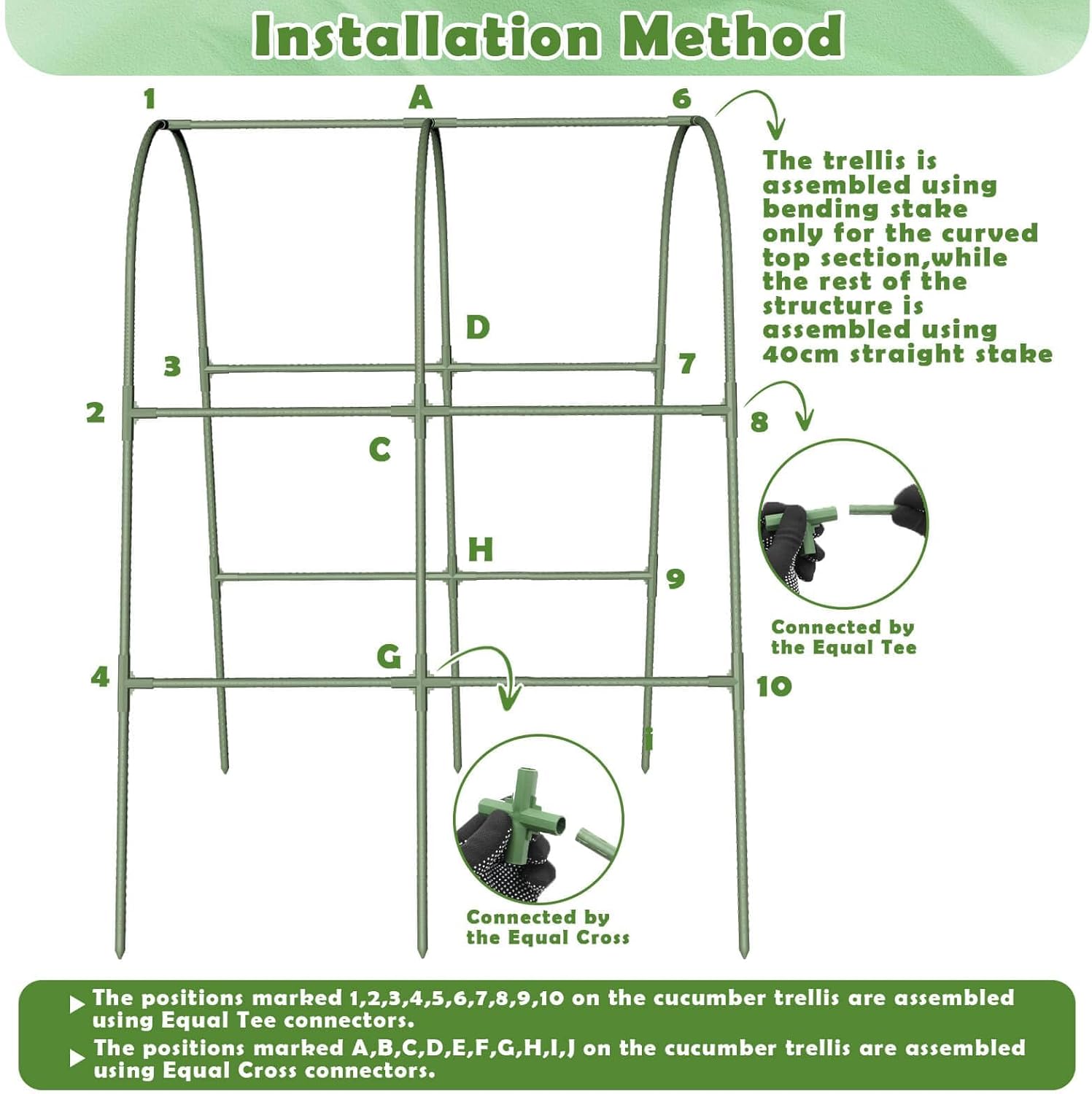 Cucumber Trellis for Raised Bed, Metal Garden Arch Trellis for Outdoor Climbing Plants, Plant Support for Tomato, Bean, Pea, Grape Small