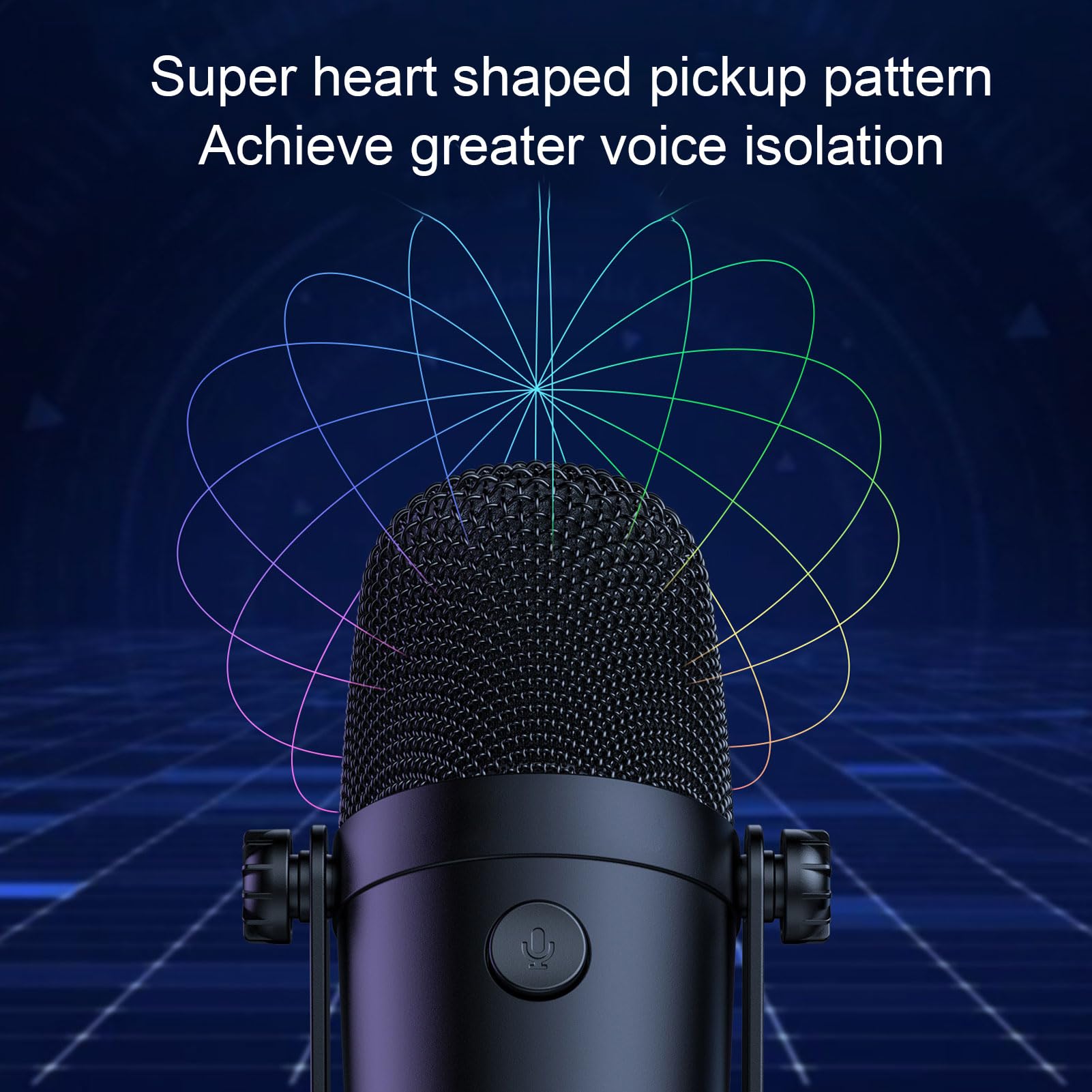 Eujgoov Microfono a Condensatore USB per PC con RGB per Cantare Podcast Registrazione in Streaming per PC, OS X, Garageband, Skype, Riunioni Zoom, Corsi Online, Live
