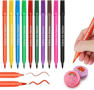 Food Coloring Markers, EASTHUA 10 Colors Double Sided Edible Pigment Pen with Fine & Thick Tip, Edible Gourmet Writer Food Grade Decorator Pens for Decorating Cookies, Cakes, Fondant, Desserts, Easter Eggs Writing
