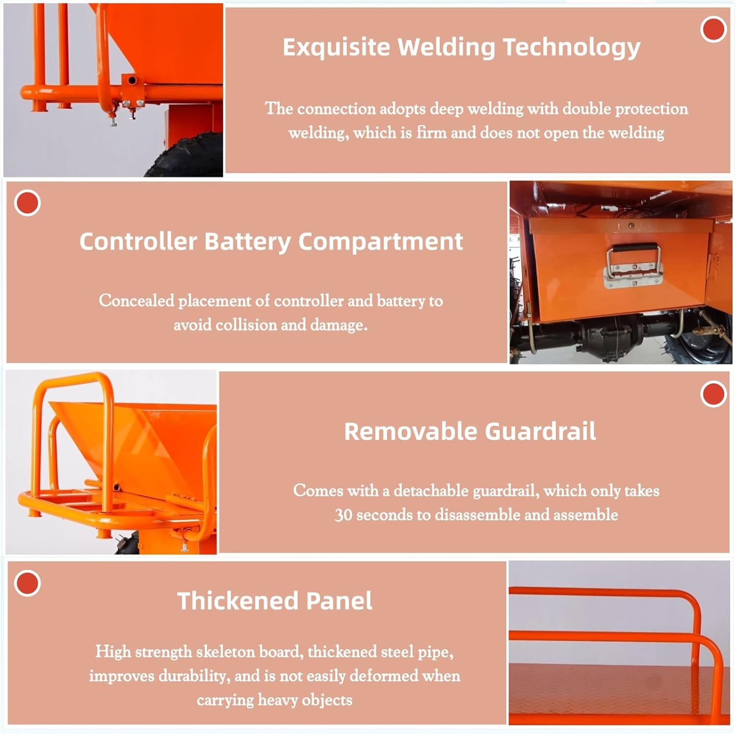 Wheelbarrow,Utility Cart, Electric Wagons,881lbs Capacity Heavy Duty Material Hauler Perfect for Transporting Soil Bricks and Construction Materials, 1500W Motor 48V20AH