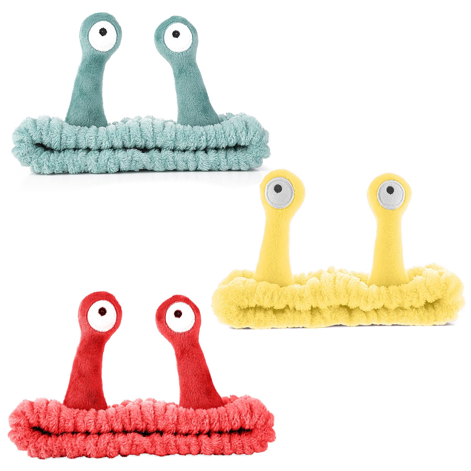 KFHENSOMR 3Pcs Face Wash Headband Snail Spa Hair Bands Cute Makeup Headbands Women Cartoon Creative Hair Accessories Elastic Coral Fleece Fun Gifts for Washing Face Shower Beauty Skincare