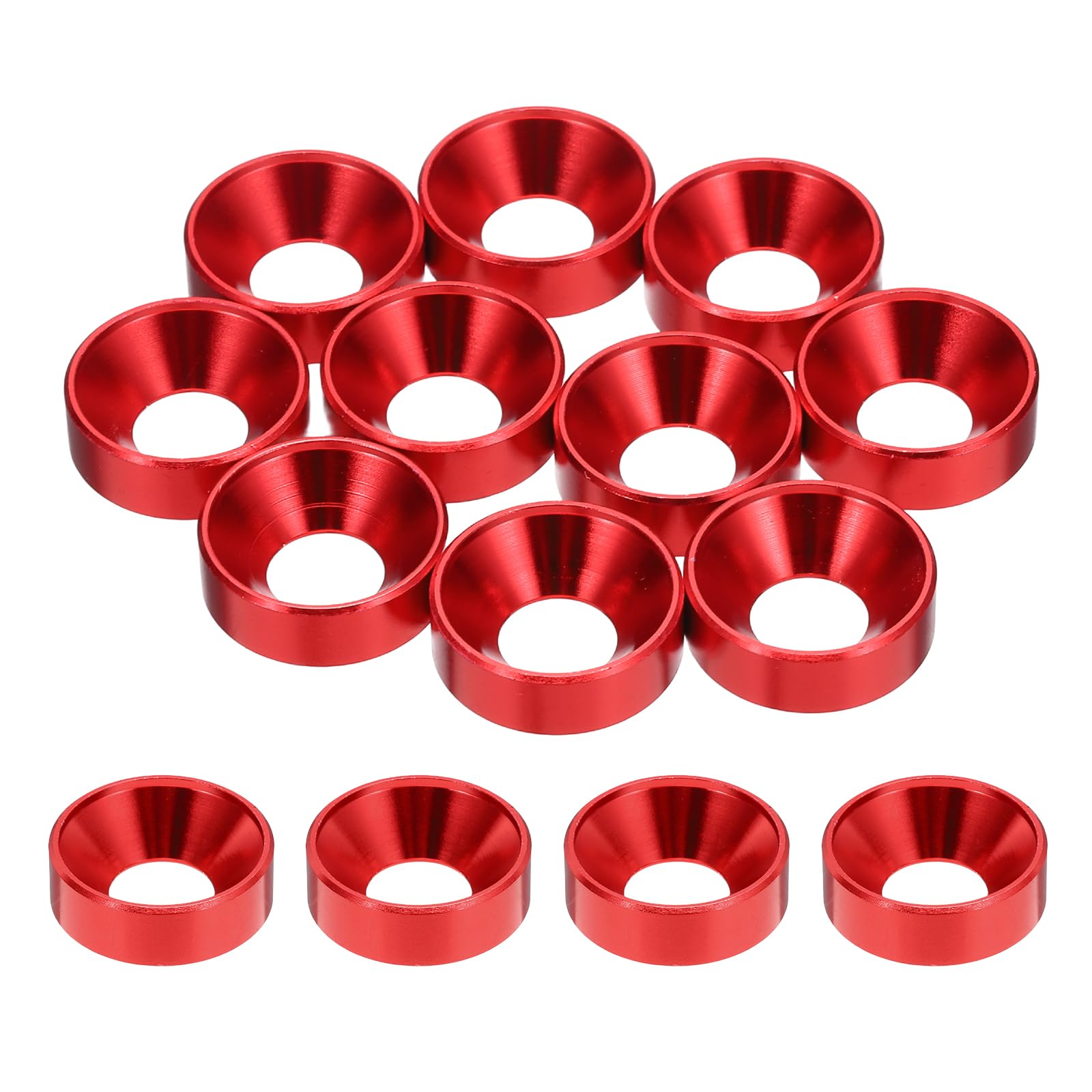 sourcing map 10pcs M10 Counterbore Washers, 22mm/0.87inch Anodized Aluminum Alloy, Head Gaskets for Screw RC/FPV/PC/Drone Accessories Parts, Red โ image 1