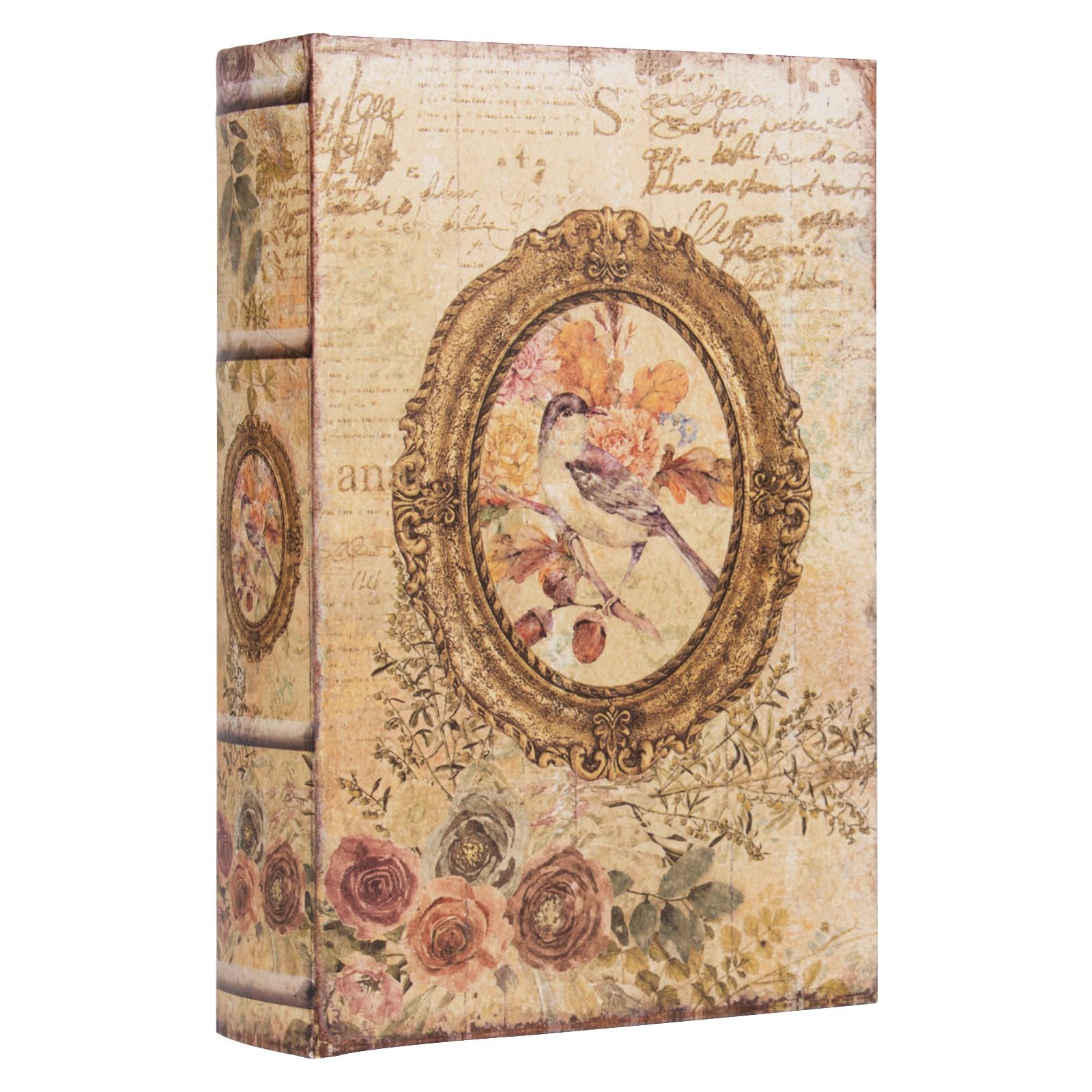 TRMESIA Decorative Vintage Style Fake Book Flowers Pattern Faux Leather Embossed Victorian Book Storage Box