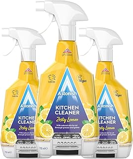 Zesty Lemon Scented Kitchen Cleaner 3 Pack - All Purpose Cleaning Solution Removes Grease, Grime, & Surface Stains - Cruelty Free Kitchen Grease And Multi Surface Cleaner - 750ml Spray Bottle