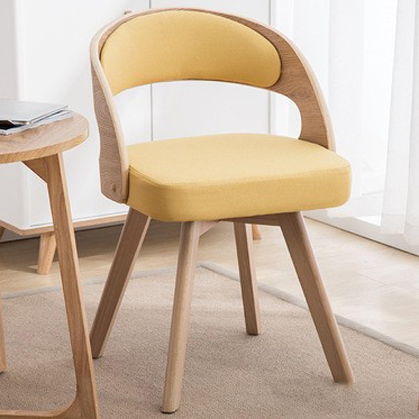 Chaises de salle à manger pivotantes haut de gamme en coton et bois lot de 2