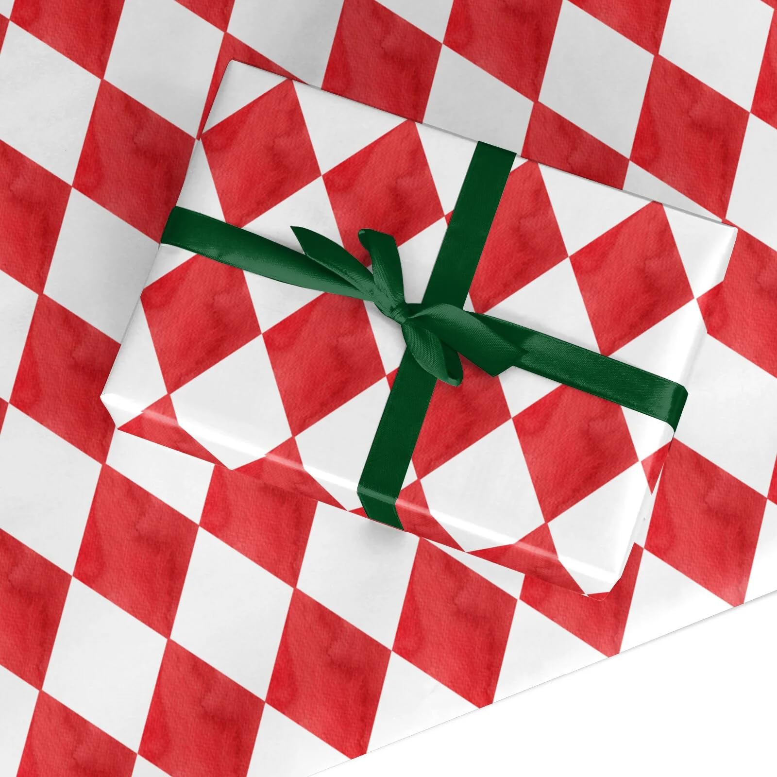 Red White Harlequin Wrapping Paper Gift Wrap Large Roll (50cm x 3.6m)