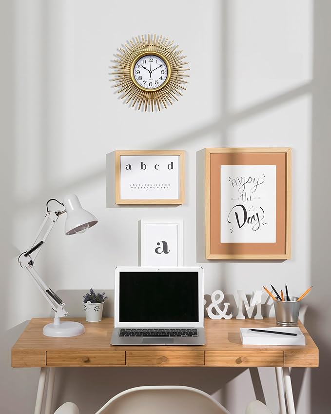 Reloj de Pared Gold Sunburst 10 Pulgadas Analógico Boho miniatura 5