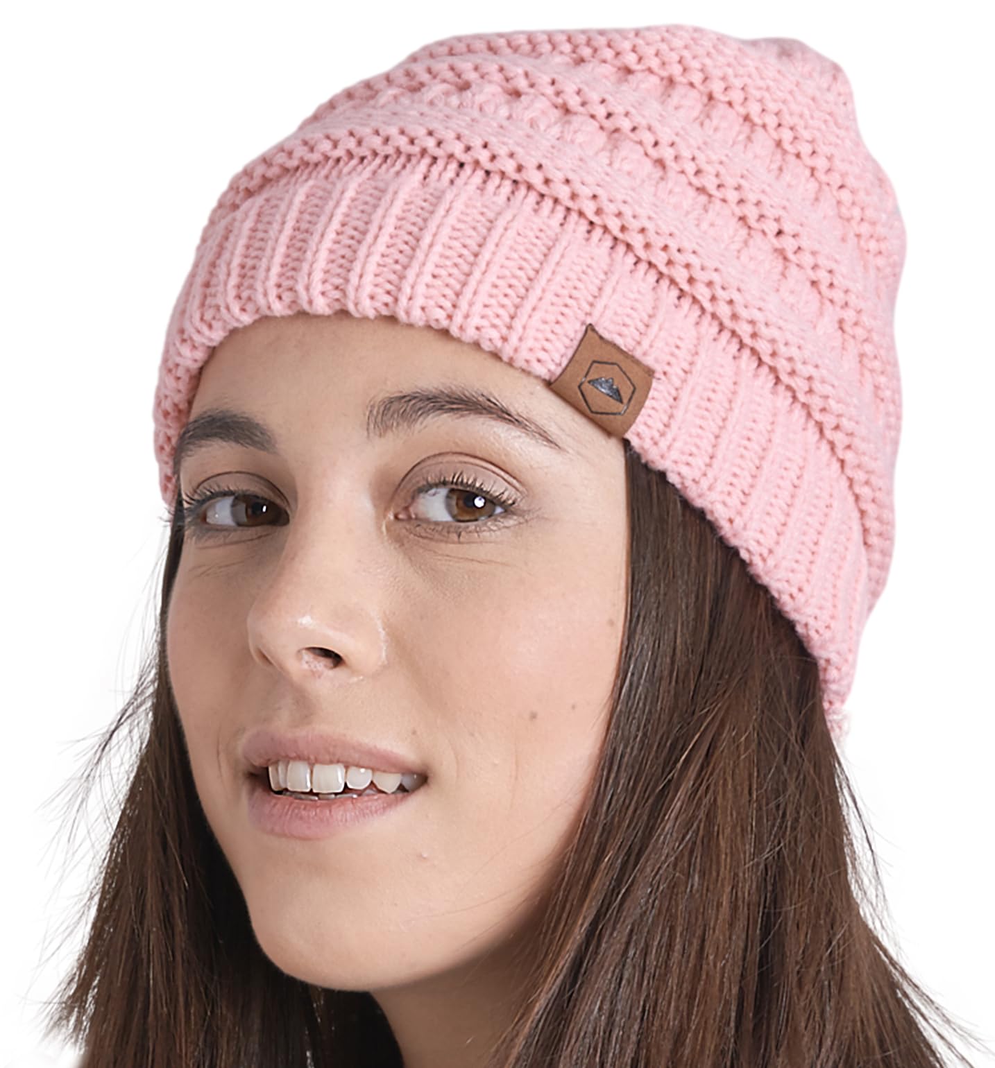Tough Headwear Slouchy Beanie Hat - Itch-Free Winter Hats for Women - Stretchable Beanies for Women - Acrylic Winter Gear, Pink, One Size