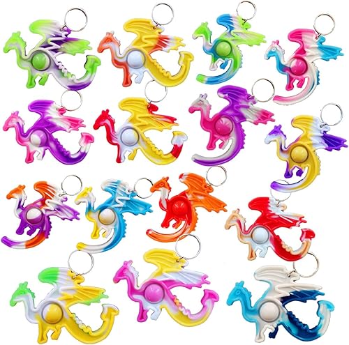 Paquete de 100 paquetes de mochila de animales de dragones a granel, mini llavero de arco iris, llavero para niños, aula, estudiantes, regalos de