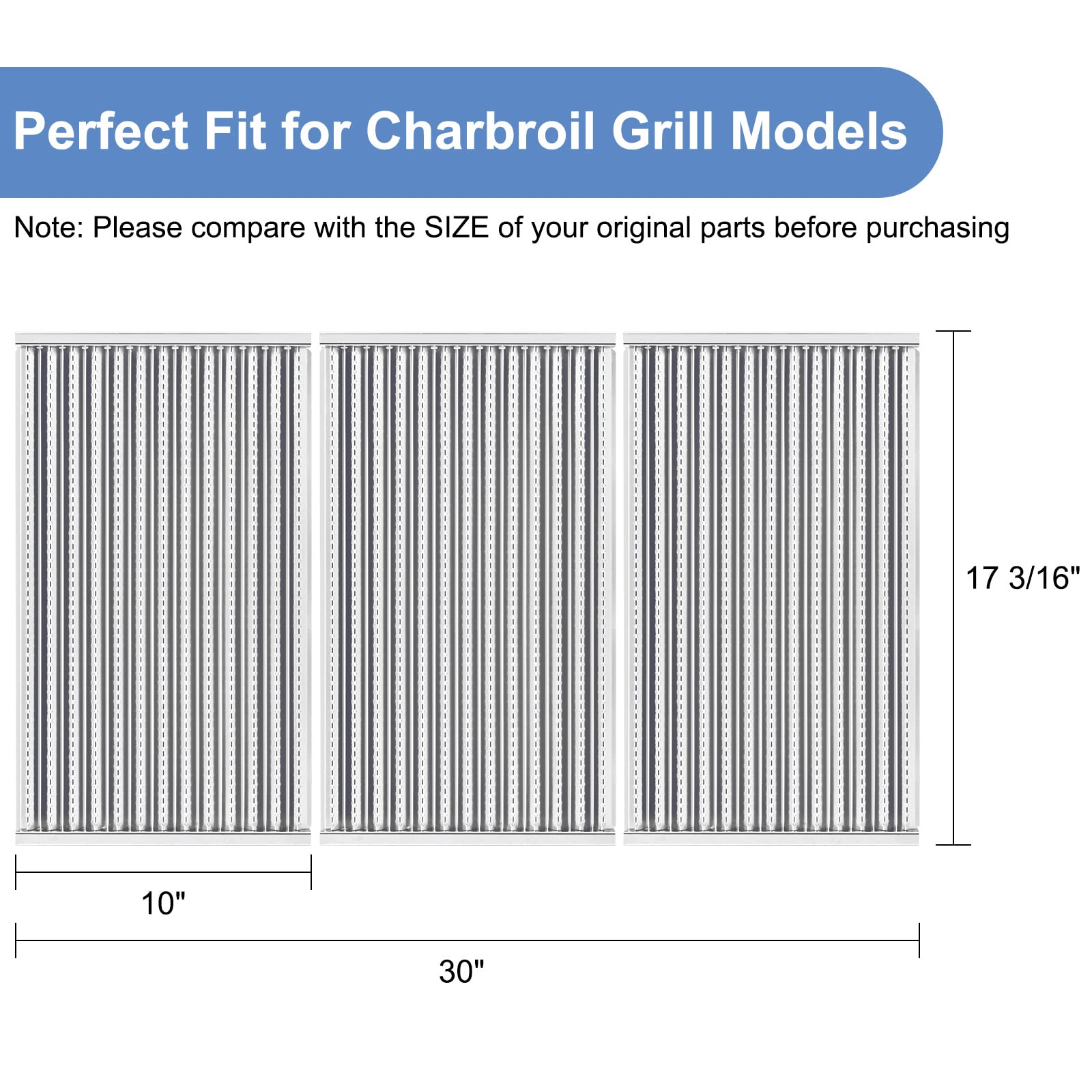 Grill-Strahlerplatten Für Char-Broil Tru-Infrared – Edelstahl, 3 Stück, Ersatz Für Modelle 463242716 U.a.