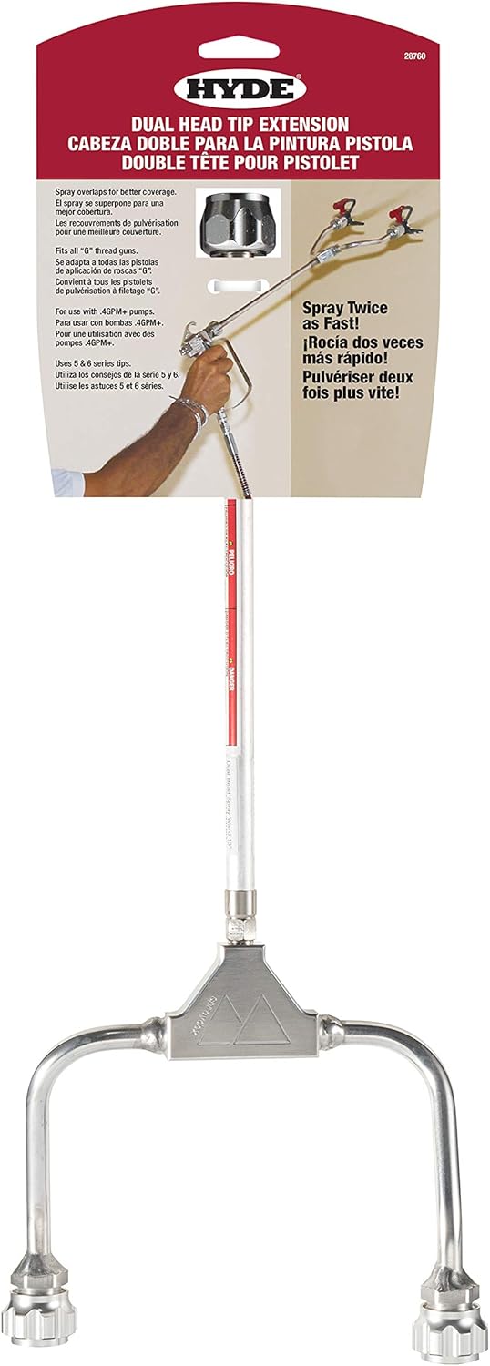 Hyde 28760 Dual Head Spray Tip Extension, Paint Sprayer, Dual Head Spray Painter Extension.