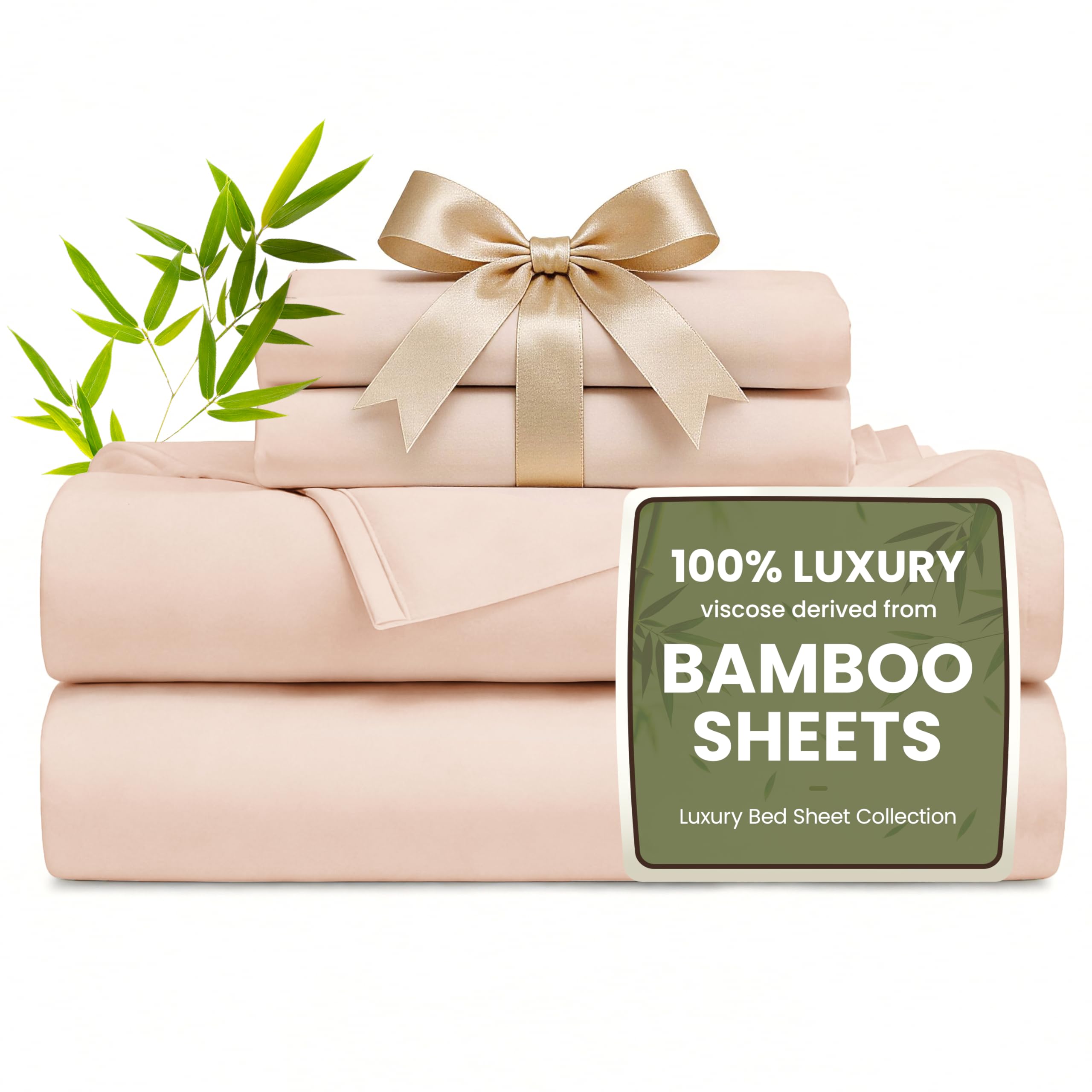 Love's cabin 3 Piece Twin XL Sheet Set, 100% Rayon Derived from Bamboo, Cooling & Breathable, Soft Silky Deep Pocket up to 16", Hotel Luxury Bedding for Hot Sleepers, Pink