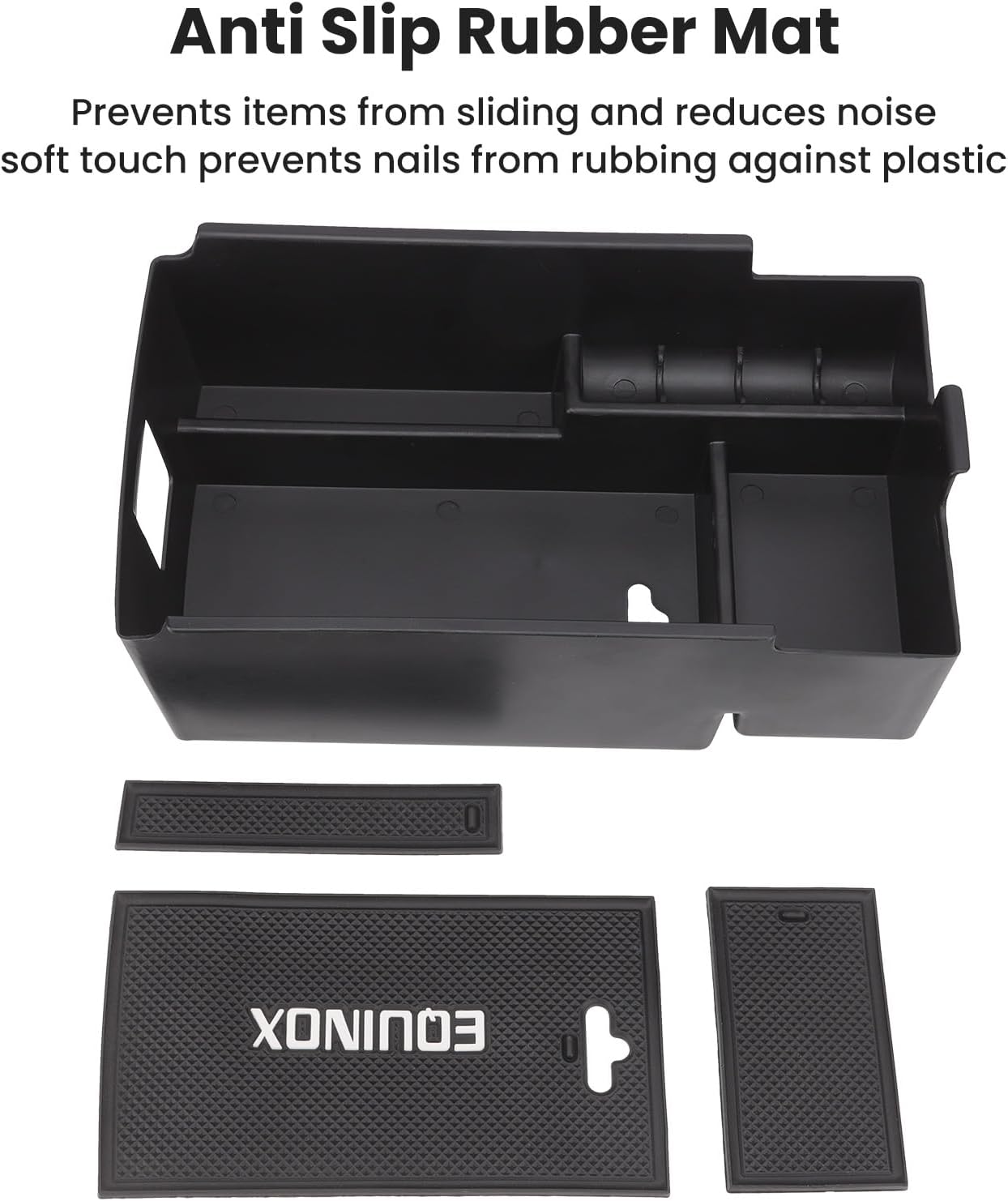 Center Console Organizer Armrest Tray Insert for Chevy Equinox 2018-2024, Accessories for 2018-2024 Equinox Center Console Tray Storage Box, ABS Plastic, Black
