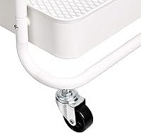 Vista 3 de Yaxa Basics 2-Tier Rolling Metal Utility Cart with Shelf, Portable Multi-Functional Storage, White