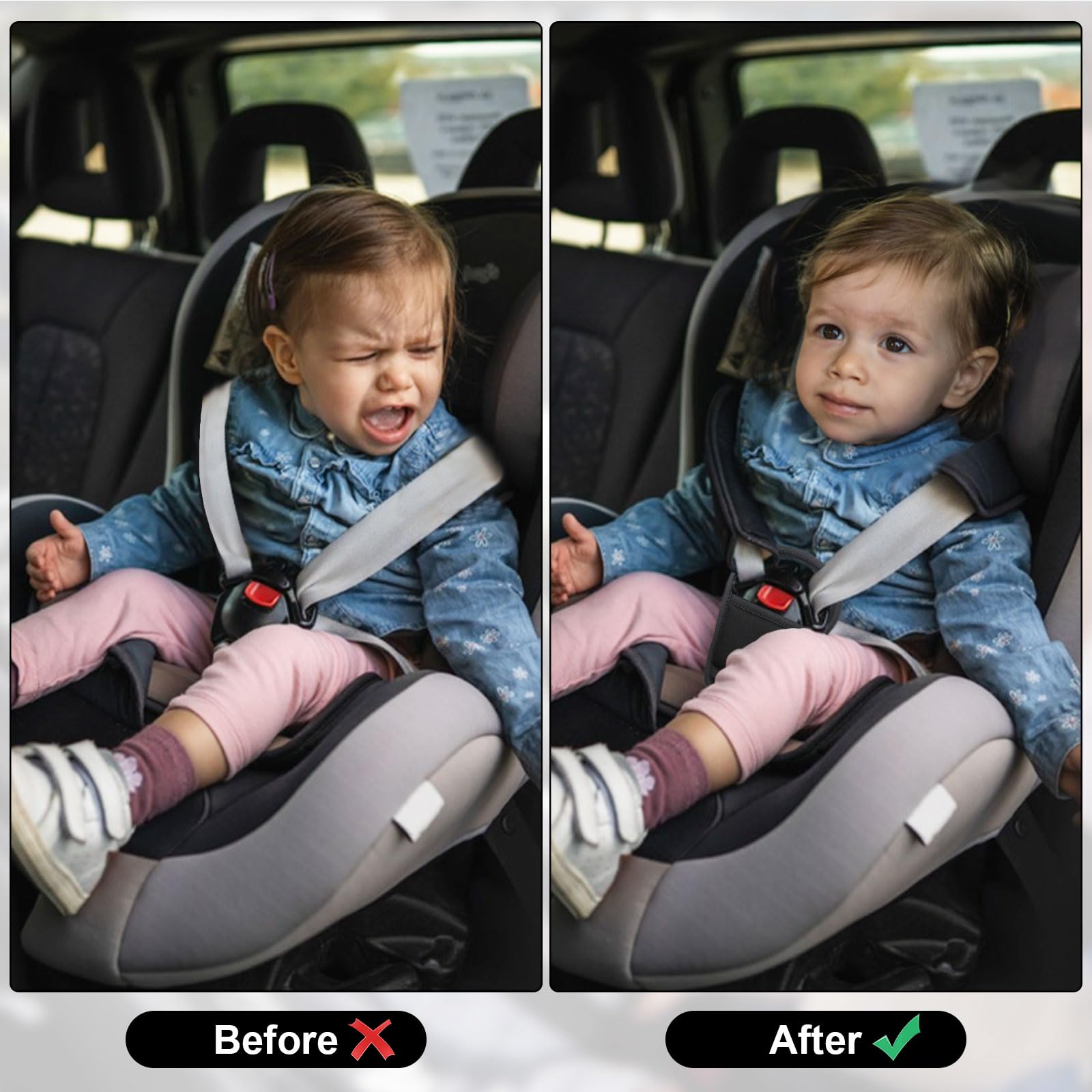 Cuscino di protezione per cintura di sicurezza per auto, 3 pezzi, rimovibile, per passeggino, per adulti e bambini, per proteggere collo e spalle.