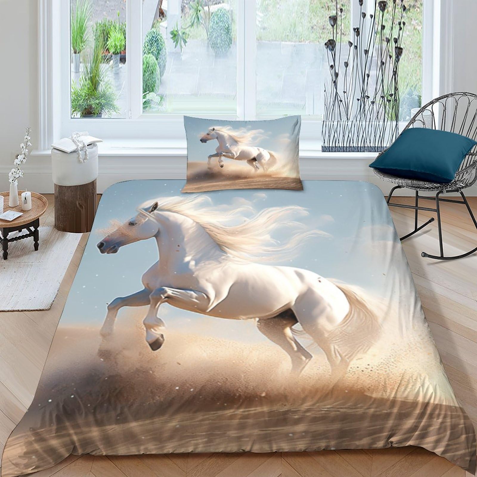 Housse de couette douce et respirante pour literie anti-plis parure de lit imprimé animal