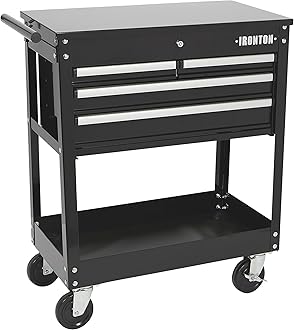 Ironton Mobile Tool Chest, Slide Top Tool Cart Made of Rust-Resistant Powder-Coat Finish, Mobile with Fully Opening Lid, Four Locking Drawers, Rolling Tool Carts Tool Cart with Drawers