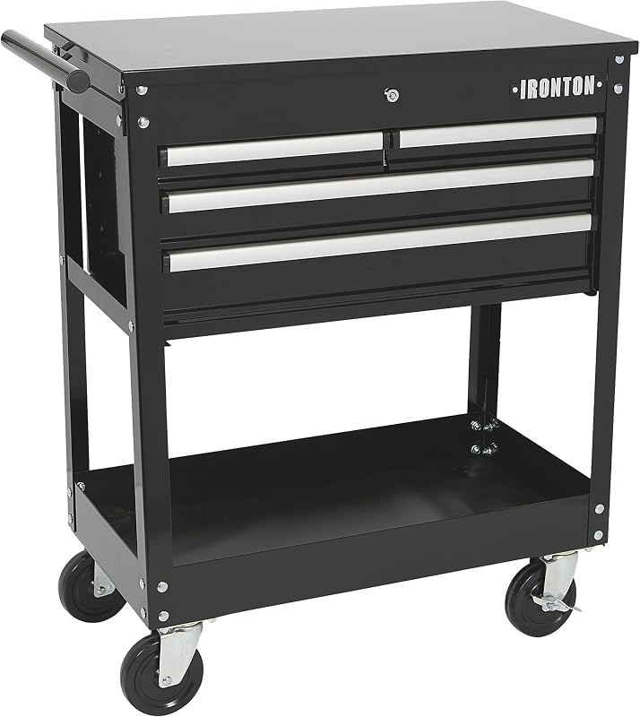 Ironton Slide-Top Mobile Tool Chest, 4 Locking Drawers, Powder-Coat | Rust-resistant finish, Fully opening slide top, Rolling mobility, Secure garage/shop storage, Quick-access organization