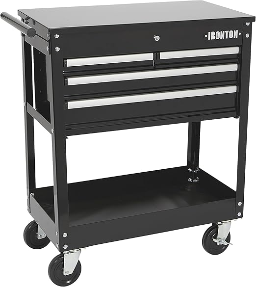 Ironton Mobile Tool Chest, Slide Top Tool Cart Made of Rust-Resistant Powder-Coat Finish, Mobile with Fully Opening Lid, Four Locking Drawers, Rolling Tool Carts Tool Cart with Drawers
