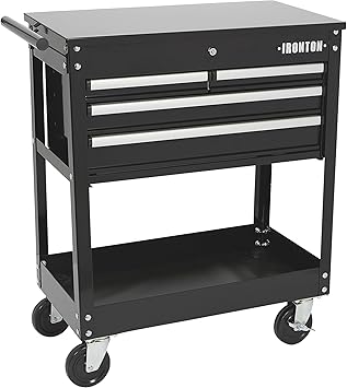 Ironton Mobile Tool Chest, Slide Top Tool Cart Made of Rust-Resistant Powder-Coat Finish, Mobile with Fully Opening Lid, Four Locking Drawers, Rolling Tool Carts Tool Cart with Drawers