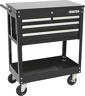 Ironton Mobile Tool Chest, Slide Top Tool Cart Made of Rust-Resistant Powder-Coat Finish, Mobile with Fully Opening Lid, Four Locking Drawers, Rolling Tool Carts Tool Cart with Drawers