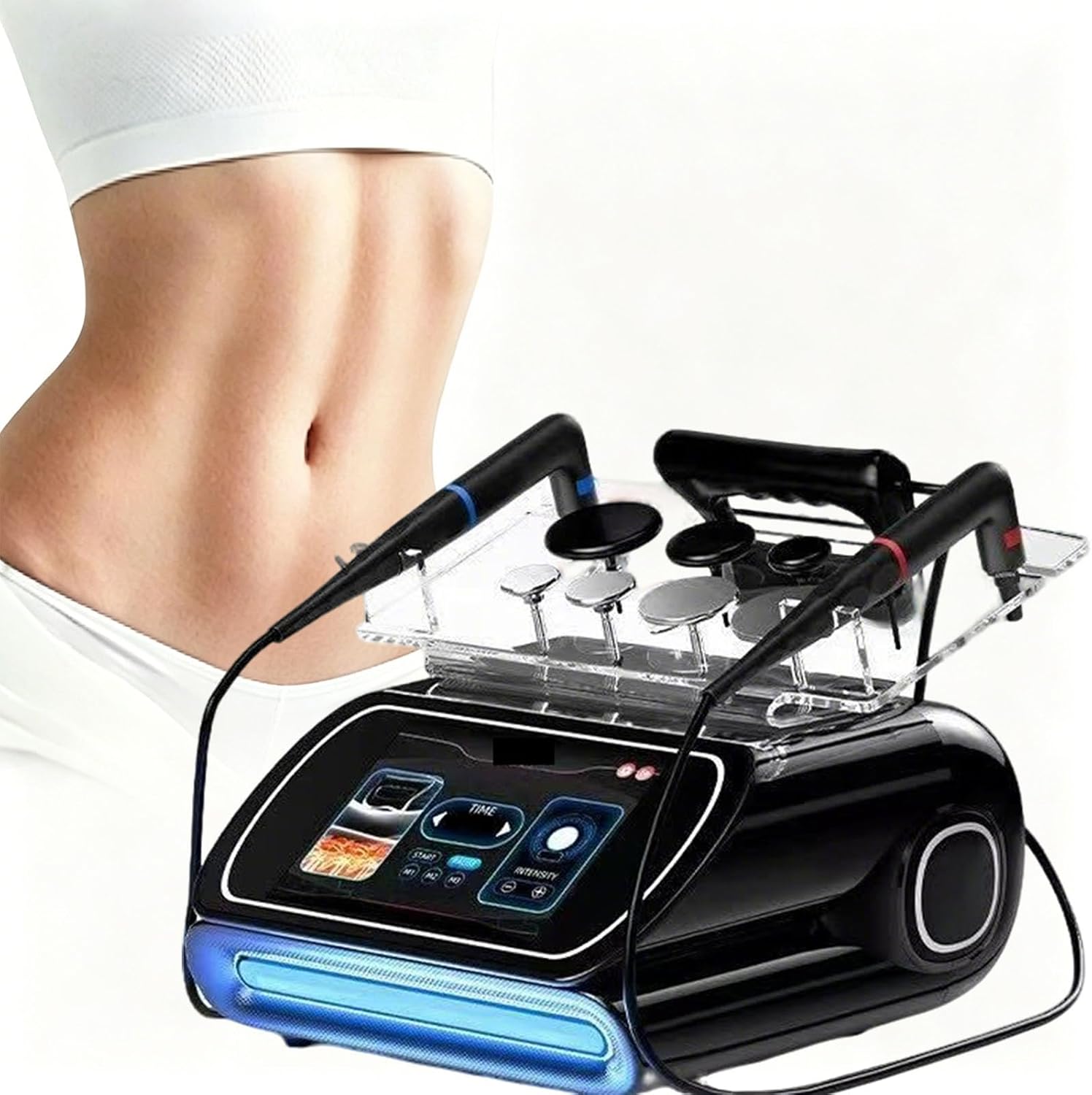 Portable 448kHz Ret CET Body Tecar Therapy Device, Ret Cet Diathermy Body Slimming Machine, 448k Skin Tightening Machine,Black
