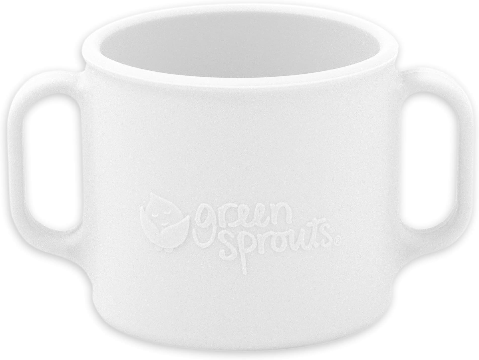 green sprouts Learning Cup | Silicone Helps Avoid Harmful Chemicals | Helps Toddler Develop Independent Drinking Skills, 2 Easy-Grip Handles, Heat-Resistant, Dishwasher Safe, White