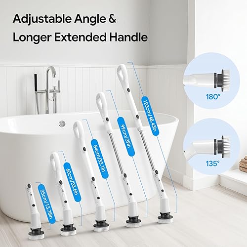 Miniatura 6 de Cepillo eléctrico giratorio 2025, cepillo de limpieza inalámbrico, cepillo de limpieza de ducha con 7 cabezales de cepillo reemplazables, limpiador
