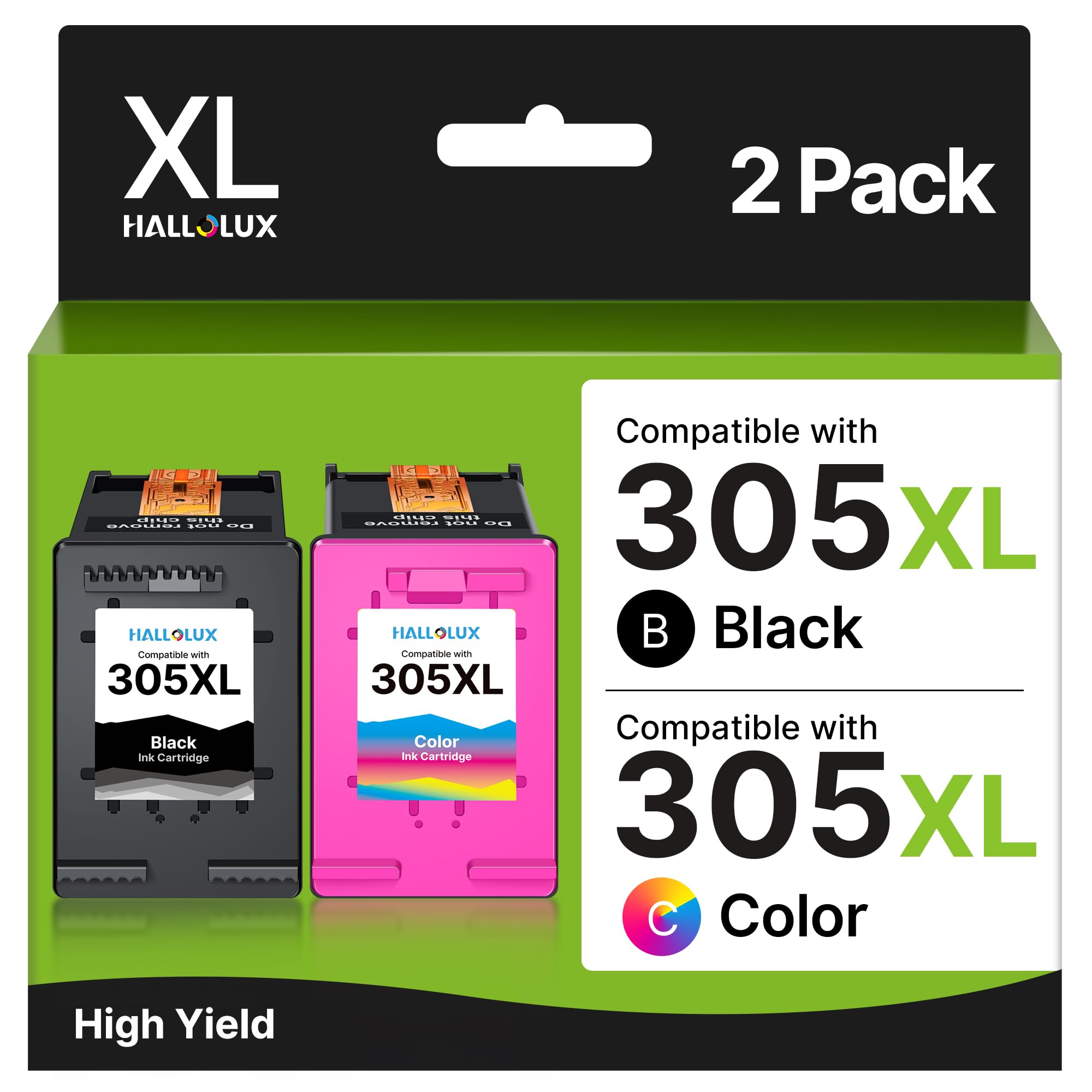 Cartuchos de tinta 305XL para HP 305, color negro y color, compatibles con HP Envy 6000, 6020e, 6032e, Pro 6400, DeskJet 2700, 2700e, 2710e, 2722e, 2800e, 2810e, 2820e, Plus 4100 y 4130e Paquete de 2