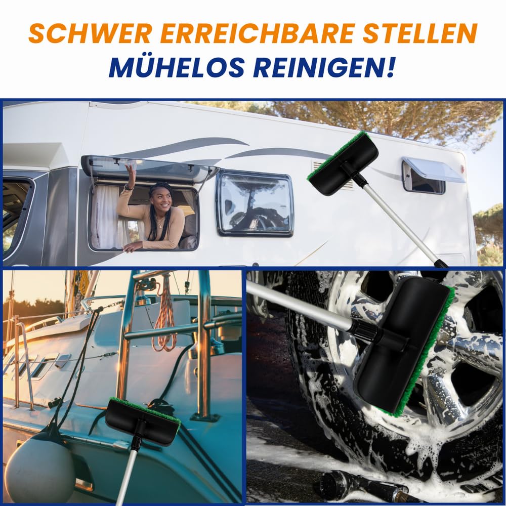 Richter Chemie Bootsreiniger Set XL – 5L Boot & Yacht Reiniger Konzentrat | inkl. Teleskop Waschbürste 240 cm, Drucksprüher, Mikrofasertuch & Schwamm, Außenreinigung für Boot, Yacht, Jetski, Wohnboot