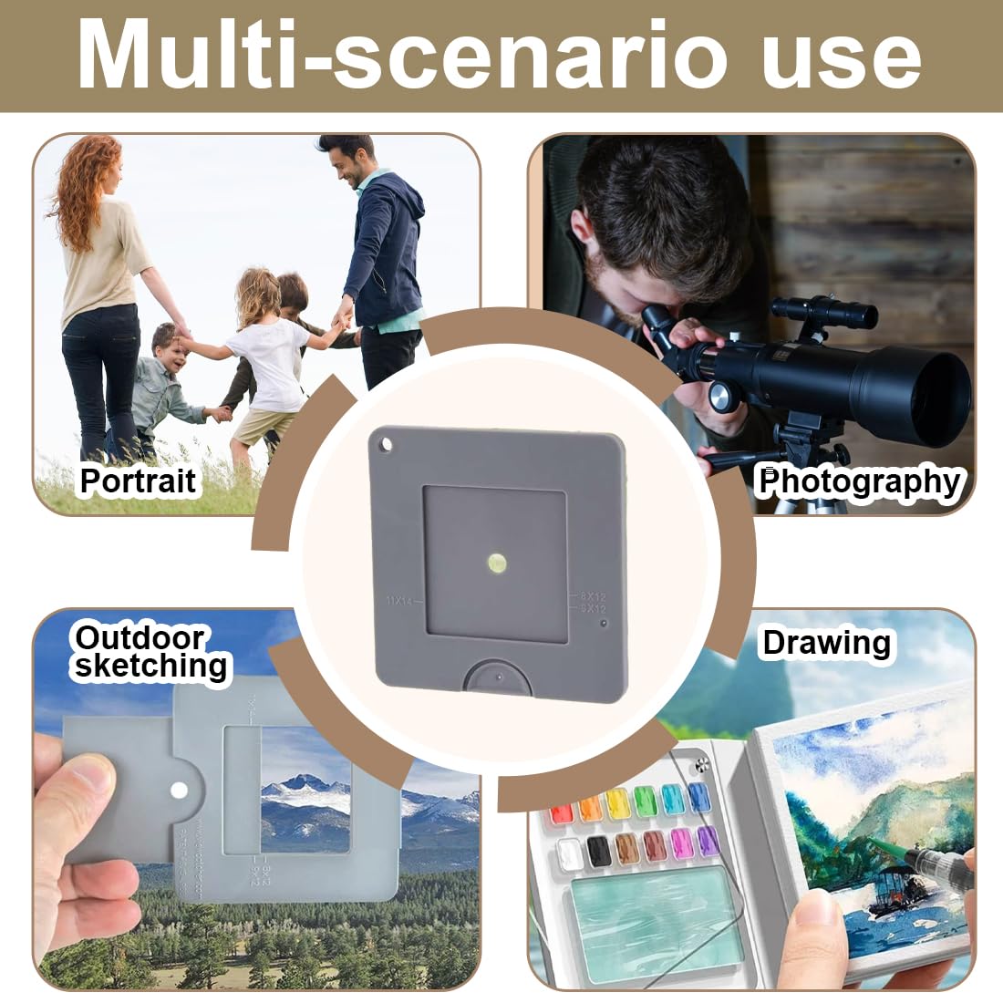 YAYNO 2 Stück Sichtfänger View Finder Schiebe-Sucher Tragbar Fotografie Betrachter Sucher Kompositionssucher zum Malen Zeichnen Geschenk Sucher für Malerei Fotografie