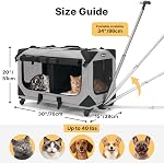 Veehoo Grand porte-animaux avec roues pour 2 Chats, très longs 76cm Porte-chat pliable avec diviseur amovible & Poignée télescopique, transporteur de voyage pour animaux de compagnie 2 Petits chiens, 76× 38× 51 cm