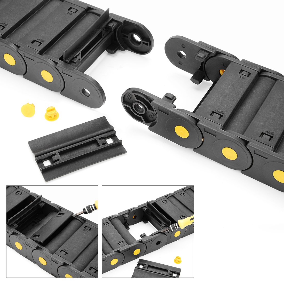 sourcing map R55 25mm x 77mm Plastic Closed can Open Cable Drag Chain Wire Carrier 1M Long