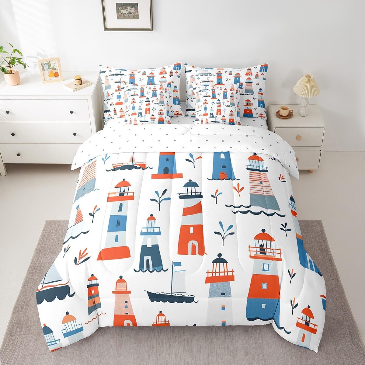 Erosebridal Dragon Bedding Comforter Sets 3D Ancient Animal Print Bed in A Bag Mysterious Blue Galaxy Comforter Set Trippy Moon Stars Bedding Set Bedroom Decor for Women Men Adults Queen Size 7 Piece