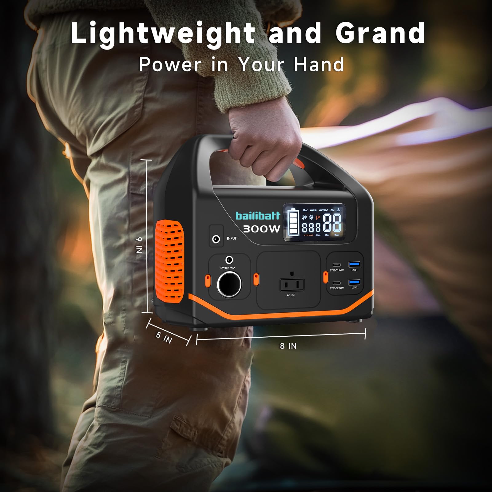 Estación de energía portátil, generador de energía de 266 wh batería de litio de 300 W, estación de energía para camping, uso doméstico, exteriores, respaldo de emergencia con salida de CA de onda